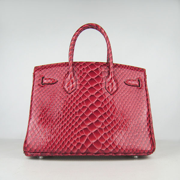 Replica Hermes Birkin 30CM Fish Veins Leather Bag Dark Red 6088 On Sale